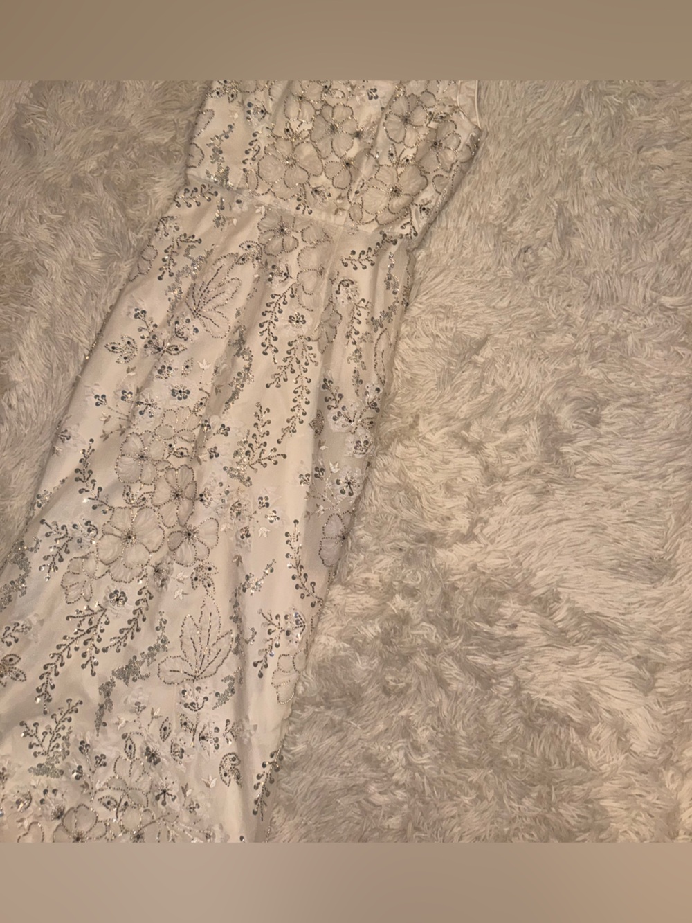 NEW Dress the Population Tyra Beaded Chiffon Mermaid white Gown Sz S - Picture 3 of 6